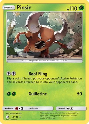 Pinsir (6/149) - SM Base Set Reverse Holofoil - Uncommon