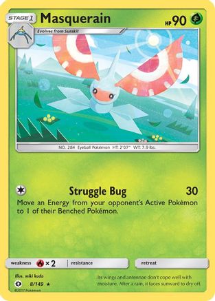 Masquerain (8/149) - SM Base Set Reverse Holofoil - Rare