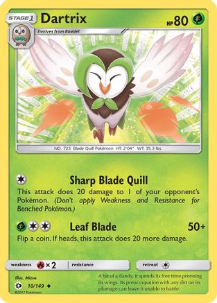 Dartrix (10/149) - SM Base Set Reverse Holofoil - Uncommon