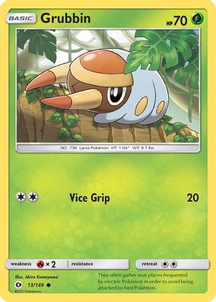 Grubbin (13/149) - SM Base Set Reverse Holofoil - Common