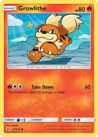 Growlithe 21/149 - Sun & Moon Reverse Holofoil