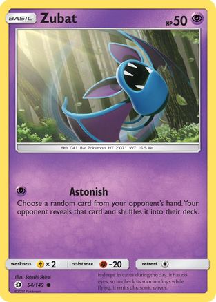 Zubat 54/149 - Sun & Moon Reverse Holofoil