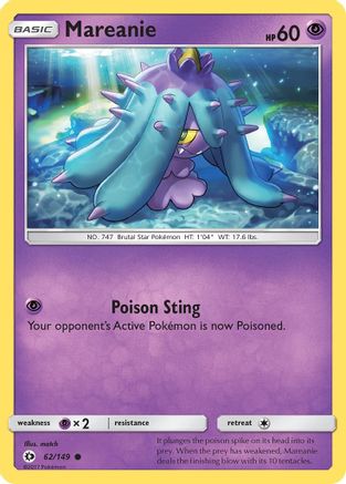 Mareanie 62/149 - Sun & Moon Reverse Holofoil