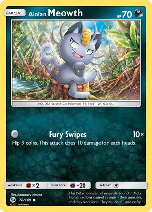 Alolan Meowth 78/149 - Sun & Moon Reverse Holofoil