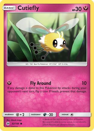 Cutiefly (92/149) - SM Base Set Reverse Holofoil - Common