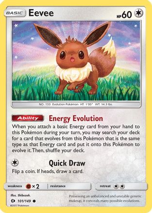 Eevee 101/149 - SM Base Set Reverse Holofoil - Common