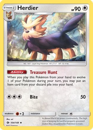 Herdier (104/149) - SM Base Set Reverse Holofoil - Uncommon