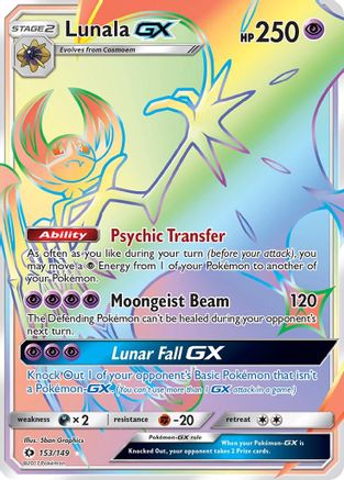 Lunala GX (Secret) (153/149) - SM Base Set Holofoil - Secret Rare