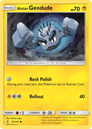 Alolan Geodude - 040/145 - SM  Guardians Rising Reverse Holofoil - Common