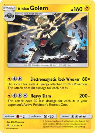 Alolan Golem 42/145 - Guardians Rising Holofoil