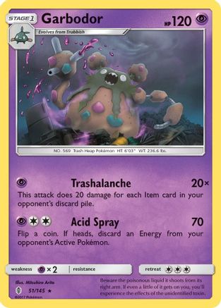 Garbodor 051/145 - SM  Guardians Rising Normal - Rare