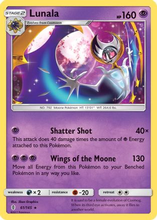 Lunala (61/145) - SM  Guardians Rising Reverse Holofoil - Rare