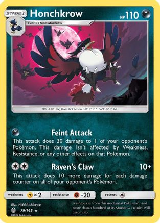 Honchkrow (79/145) - SM  Guardians Rising Reverse Holofoil - Rare