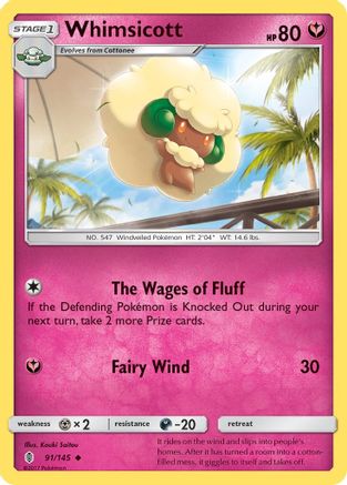 Whimsicott 91/145 - Guardians Rising Reverse Holofoil