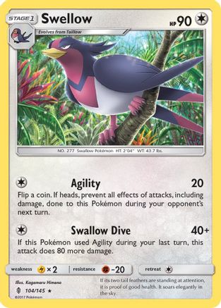 Swellow 104/145 - Guardians Rising Reverse Holofoil