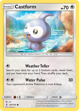 Castform (105/145) - SM  Guardians Rising Reverse Holofoil - Common