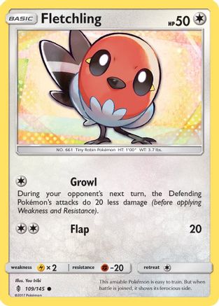 Fletchling 109/145 - SM  Guardians Rising Reverse Holofoil - Common