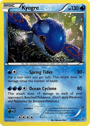 Kyogre - 53/160 (Cracked Ice Holo)  - Deck Exclusives Holofoil