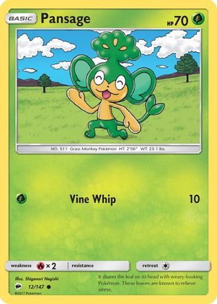 Pansage (12/147) - SM  Burning Shadows Reverse Holofoil - Common