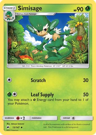 Simisage (13/147) - SM  Burning Shadows Reverse Holofoil - Uncommon