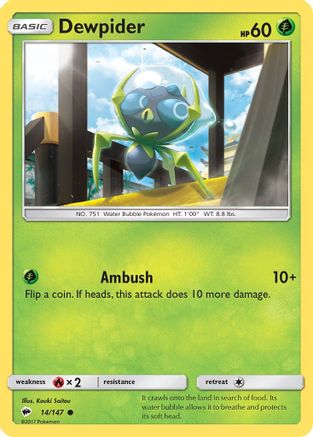 Dewpider (14/147) - SM  Burning Shadows Reverse Holofoil - Common