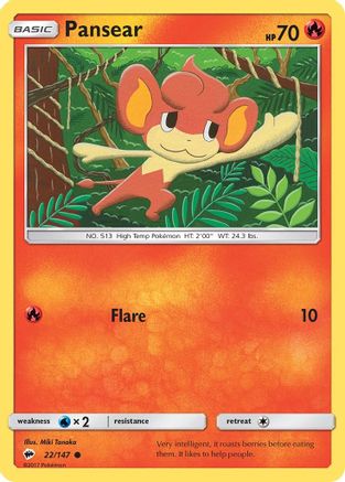 Pansear (22/147) - SM  Burning Shadows Reverse Holofoil - Common