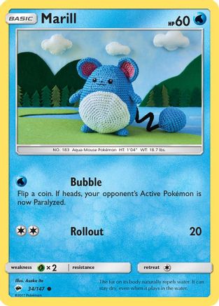 Marill (34/147) - SM  Burning Shadows Reverse Holofoil - Common