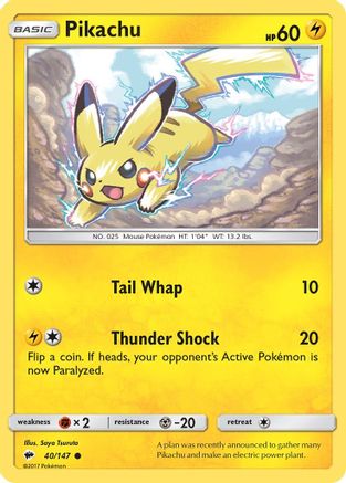 Pikachu 40/147 - Burning Shadows Reverse Holofoil