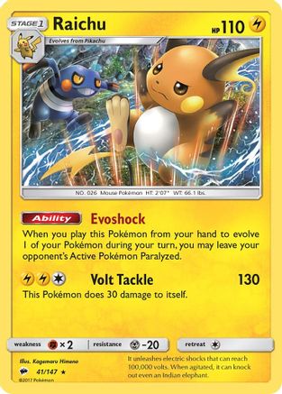 Raichu 41/147 - Burning Shadows Holofoil