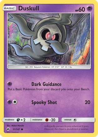 Duskull 051/147 - SM  Burning Shadows Reverse Holofoil - Common