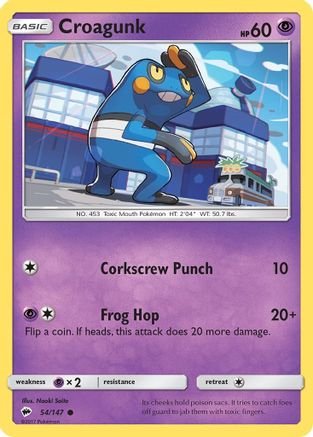 Croagunk (54/147) - SM  Burning Shadows Reverse Holofoil - Common