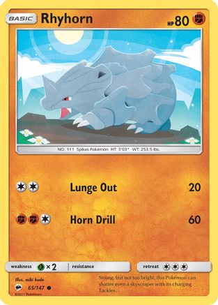Rhyhorn (65/147) - SM  Burning Shadows Reverse Holofoil - Common