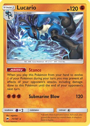 Lucario (71/147) - SM  Burning Shadows Reverse Holofoil - Holo Rare