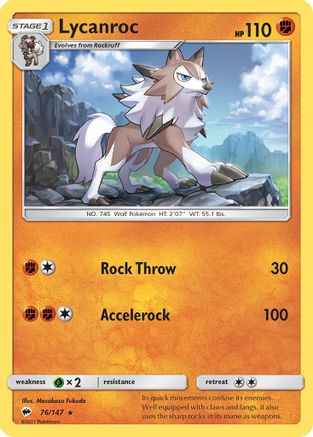 Lycanroc (76/147) - SM  Burning Shadows Reverse Holofoil - Rare
