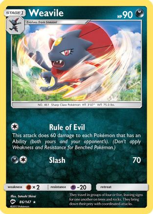 Weavile (86/147) - SM  Burning Shadows  - Rare