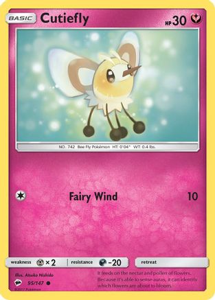 Cutiefly (95/147) - SM  Burning Shadows Reverse Holofoil - Common