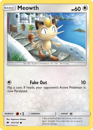 Meowth (101/147) - SM  Burning Shadows Reverse Holofoil - Common
