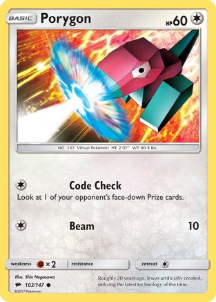 Porygon 103/147 - Burning Shadows Reverse Holofoil