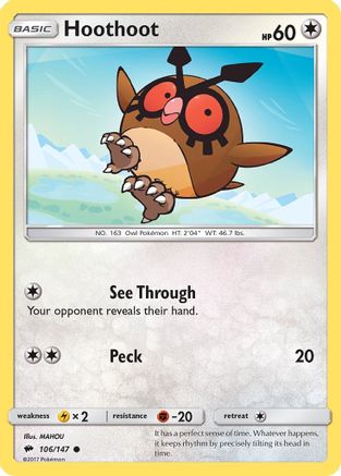 Hoothoot 106/147 - Burning Shadows Reverse Holofoil