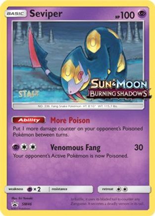 Seviper (Prerelease) [Staff] (SM46) - SM Promos Holofoil - Uncommon