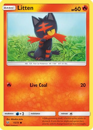 Litten (15/73) - Shining Legends Reverse Holofoil - Common