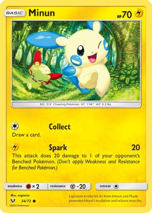 Minun (34/73) - Shining Legends Reverse Holofoil - Common