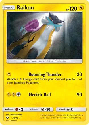 Raikou (32/73) - Shining Legends Reverse Holofoil - Holo Rare