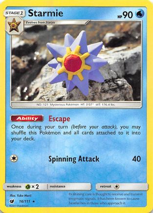 Starmie (16/111) - SM  Crimson Invasion Reverse Holofoil - Rare