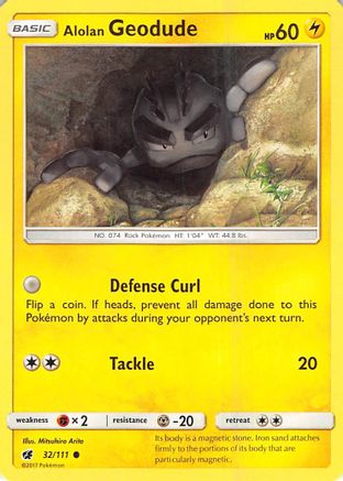 Alolan Geodude (32/111) - SM  Crimson Invasion Reverse Holofoil - Common