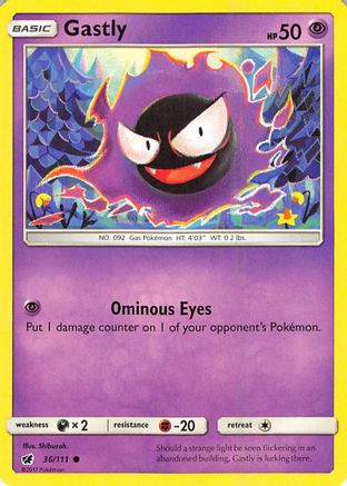 Gastly 036/111 - SM  Crimson Invasion Reverse Holofoil - Common