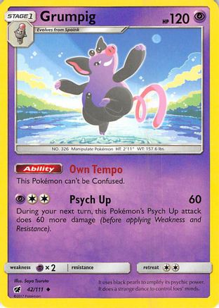 Grumpig (42/111) - SM  Crimson Invasion Reverse Holofoil - Uncommon