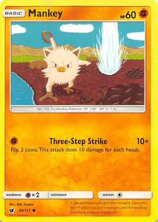 Mankey (50/111) - SM  Crimson Invasion Reverse Holofoil - Common