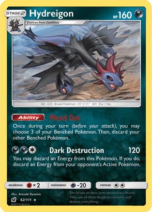 Hydreigon (62/111) - SM  Crimson Invasion Reverse Holofoil - Rare