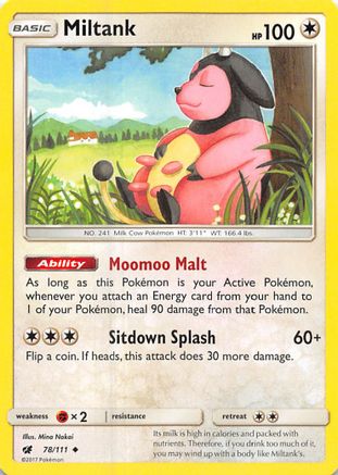 Miltank (78/111) - SM  Crimson Invasion Reverse Holofoil - Uncommon